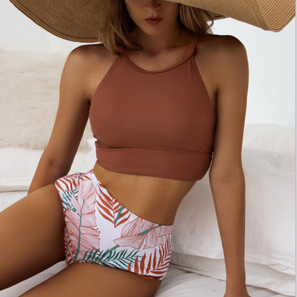 Women’s High-Neck Bikini Set - High-Waisted Bottom - Sporty & Supportive Fit
