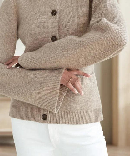 Soft lazy style knitted cardigan sweater jacket for women