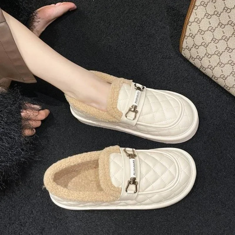 Women's fleece-lined non-slip shoes