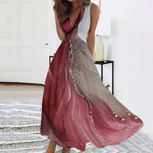 Flowing Wrap Style Sleeveless Maxi Dress