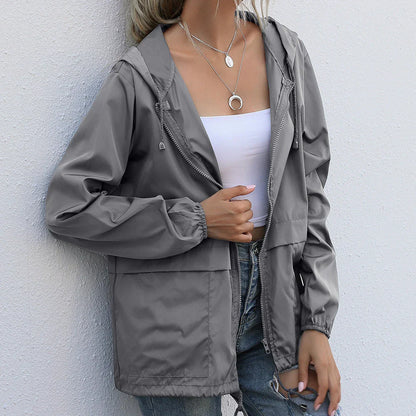 Women's hood collar jackets with zip closure