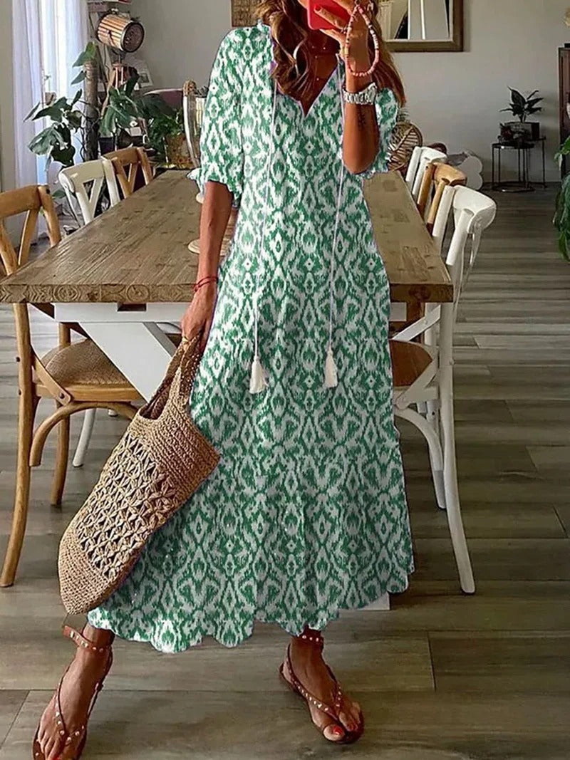 Flowing Paisley Print Maxi Dress