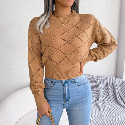 Women's hollow-out knitted pullover sweater