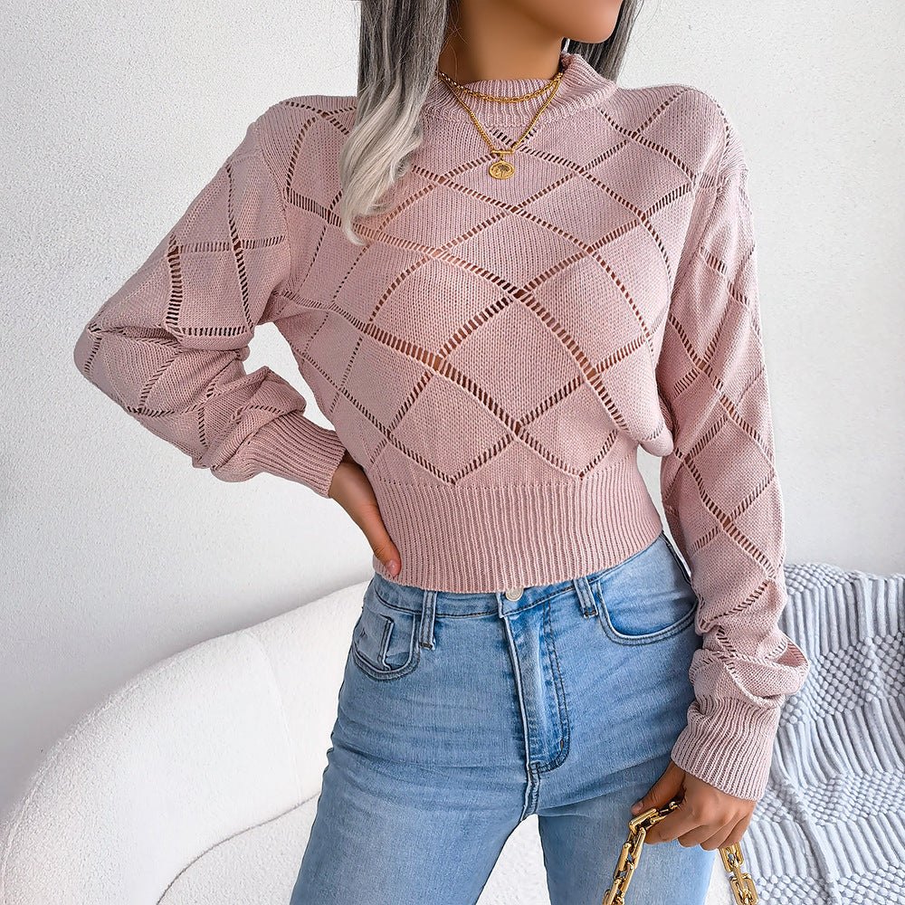 Women's hollow-out knitted pullover sweater