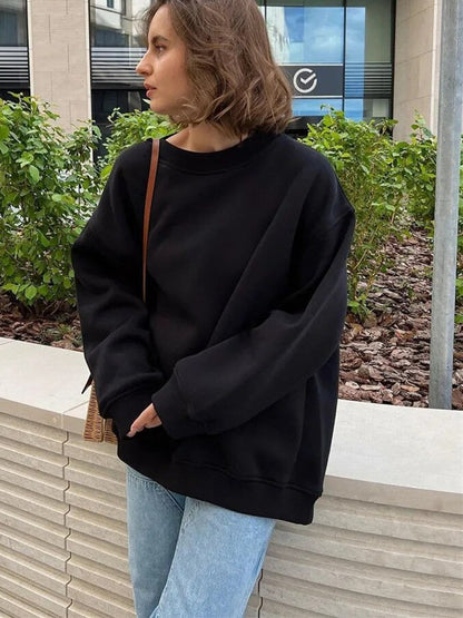 Women’s Oversized Sweatshirt – Cotton Blend – Crewneck – Long Sleeve Casual Fit