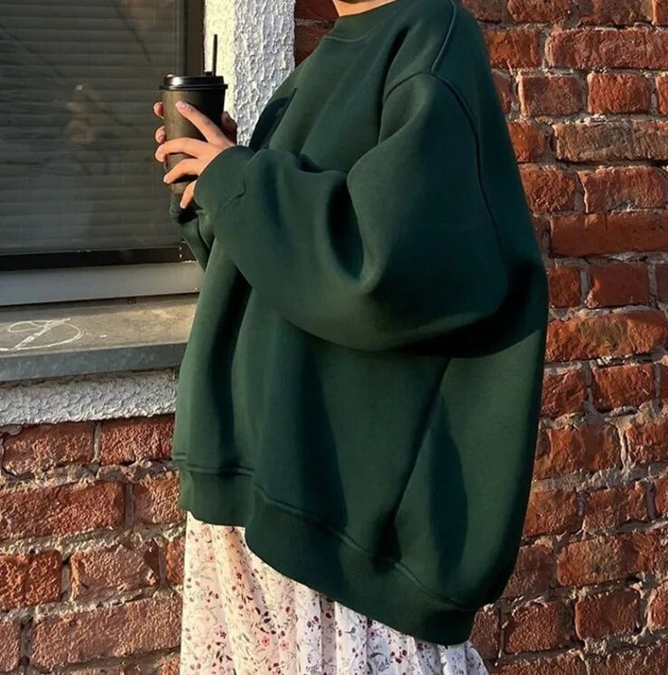 Women’s Oversized Sweatshirt – Cotton Blend – Crewneck – Long Sleeve Casual Fit