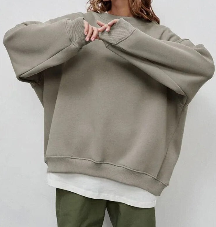 Women’s Oversized Sweatshirt – Cotton Blend – Crewneck – Long Sleeve Casual Fit