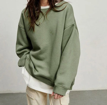 Women’s Oversized Sweatshirt – Cotton Blend – Crewneck – Long Sleeve Casual Fit