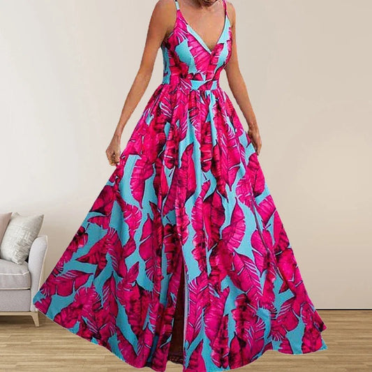 Printed Lightweight V-Neck Casual Dress