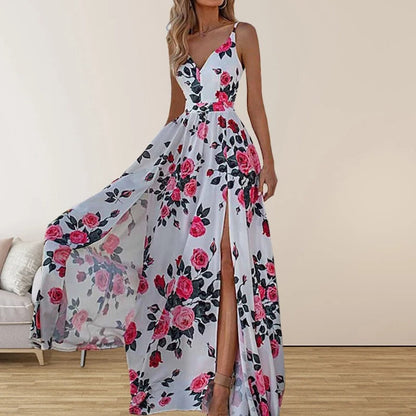 V-Neck Printed Dress for Women – Lightweight Casual Outfit