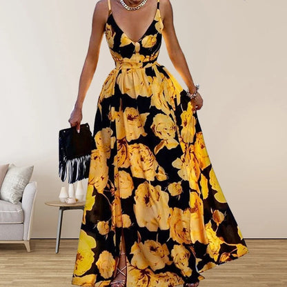 V-Neck Printed Dress for Women – Lightweight Casual Outfit