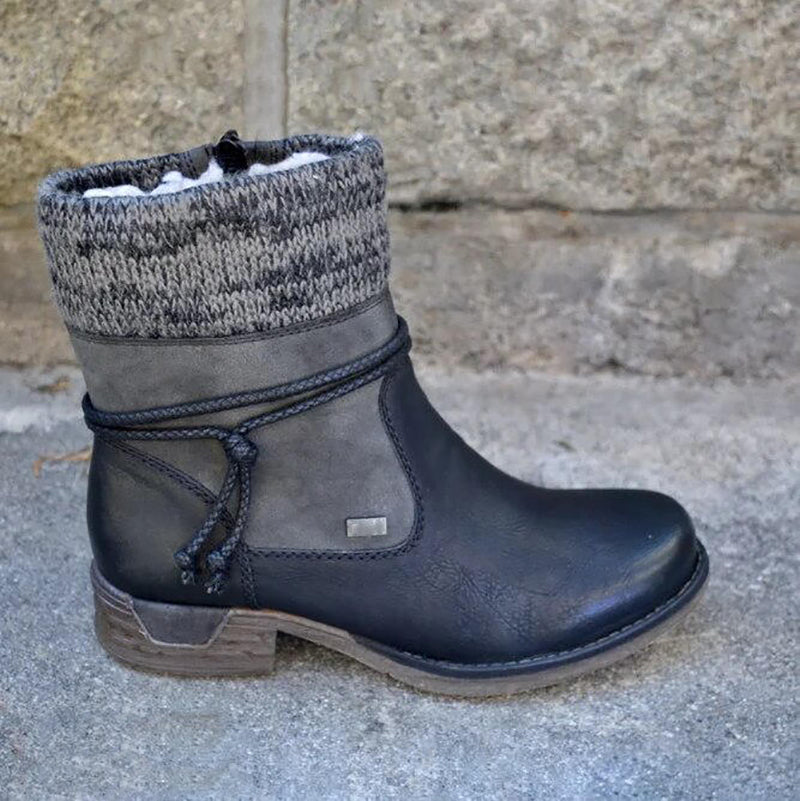 Women's low heel retro cloth mouth boots