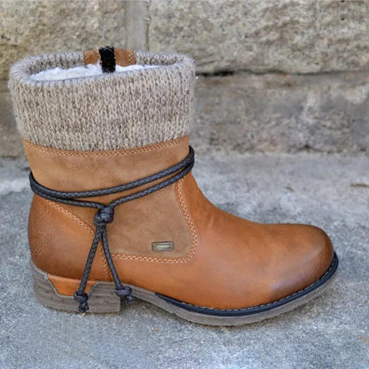 Women's low heel retro cloth mouth boots