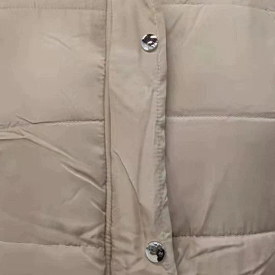 Winter sleeveless padded mid-length coat for women with hood