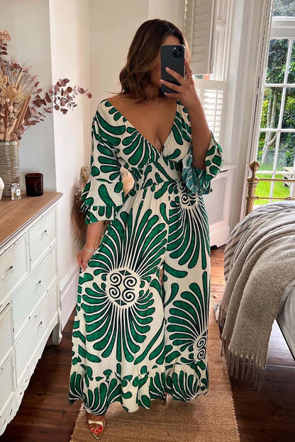 Women's vintage-style floral overall with flounce sleeves