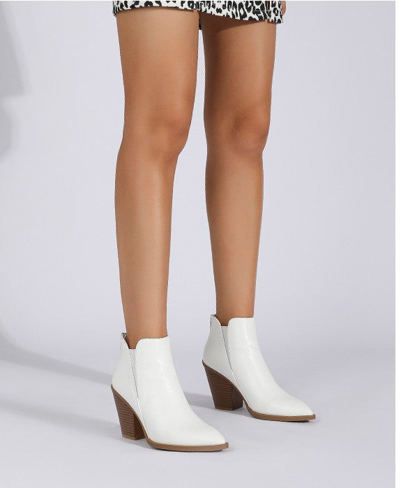 Pointed-Toe Block Heel Ankle Boots