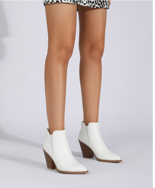 Pointed-Toe Block Heel Ankle Boots