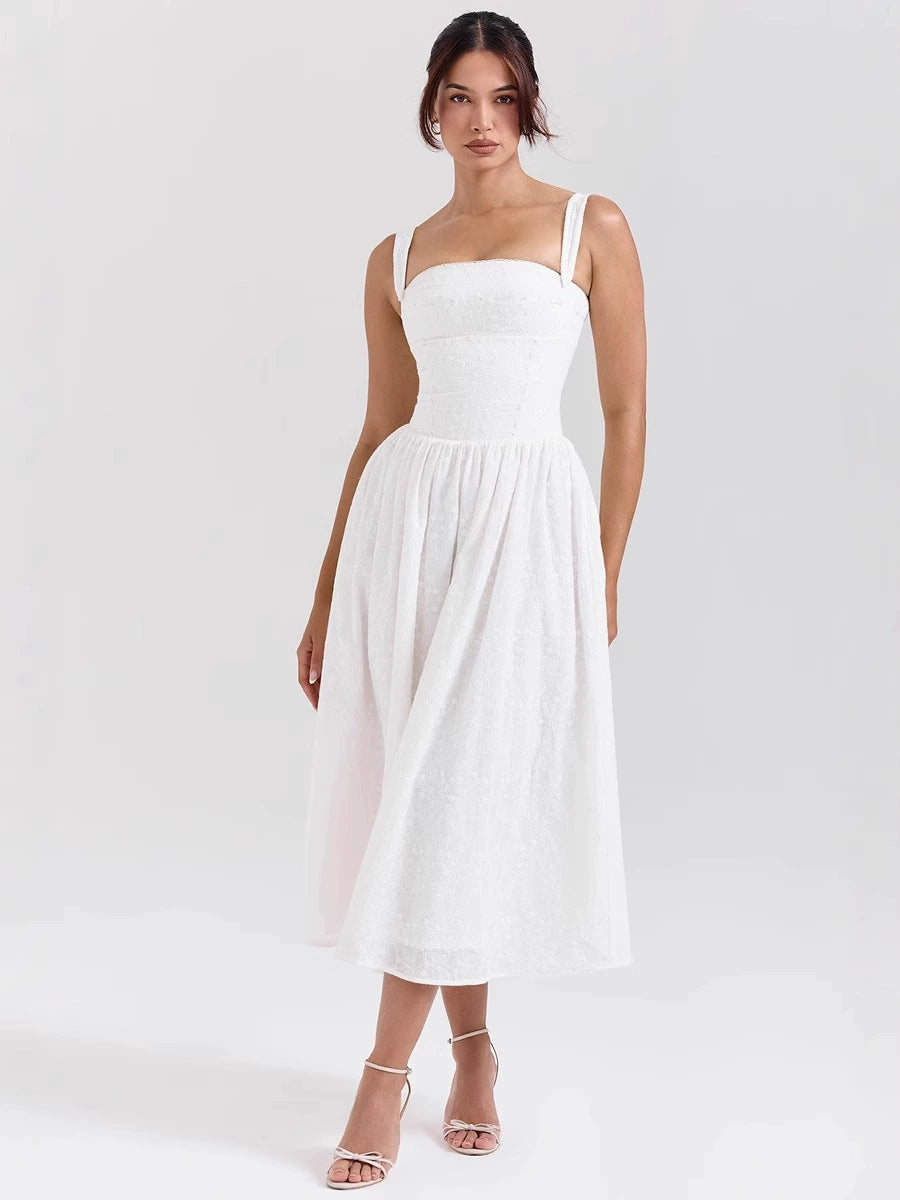 Elegant Vintage Midi Dress for Women