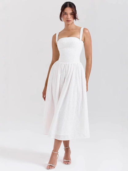 Elegant Vintage Midi Dress for Women