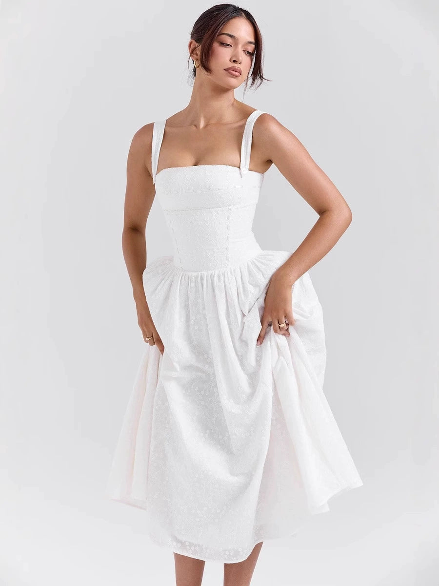 Elegant Vintage Midi Dress for Women