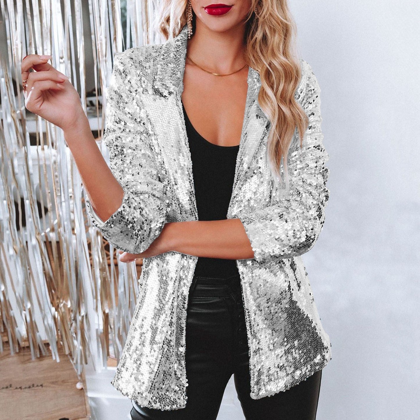 Women's elegant blazer with sequins