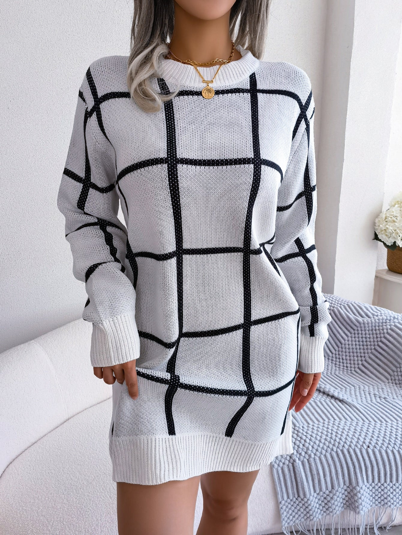 Plaid Woolen Skirt Two-Piece Suit Set