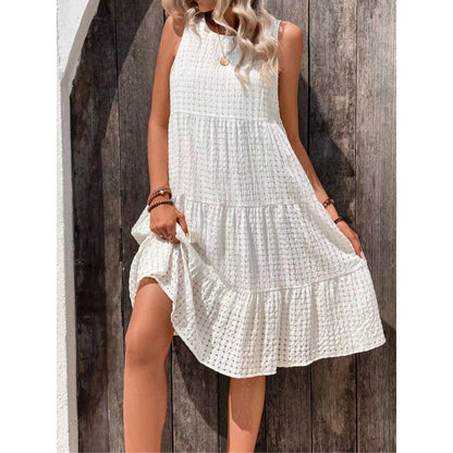 Women's Sleeveless Dress - Loose Fit - Tiered Skirt - Lightweight Casual Wear