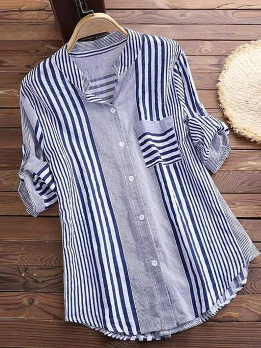 Breathable Striped Relaxed Fit Blouse