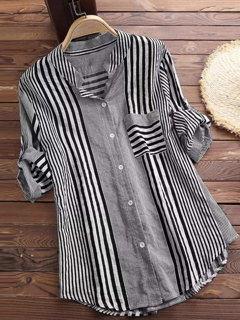Breathable Striped Relaxed Fit Blouse