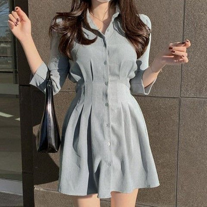Women's Shirt Dress - Button Down - Tailored Fit  - Above Knee Length