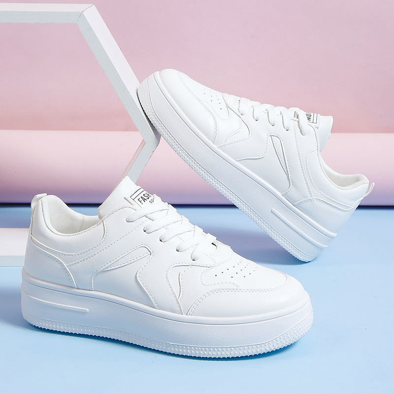 Cushioned Breathable Lace-Up Platform Sneakers
