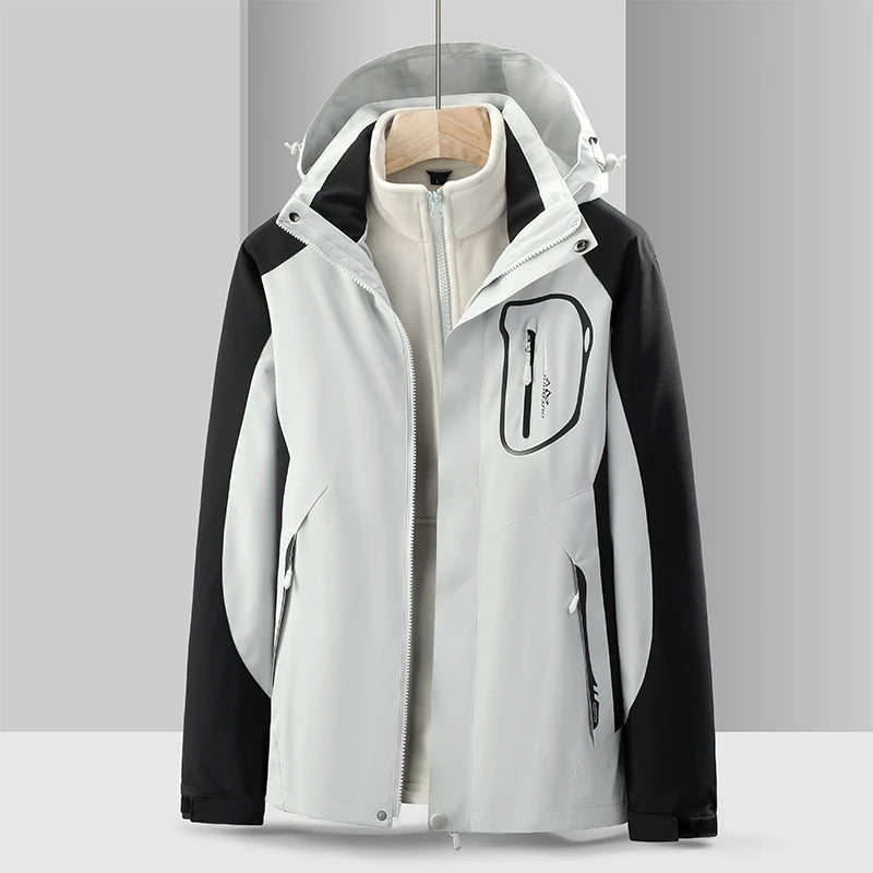 Women's waterproof windproof jacket with detachable fleece liner