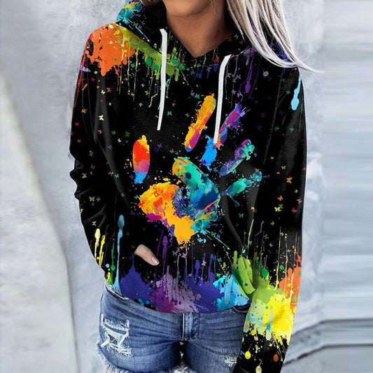 Artistic Print Relaxed Fit Hoodie 