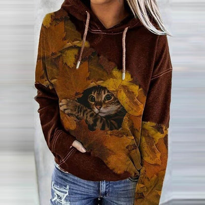 Women’s Hoodie – Relaxed Fit – Artistic Print – Soft Cotton Feel – Kangaroo Pocket