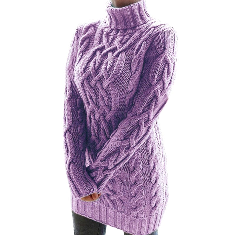 Women's cozy and warm stylish knitted turtleneck sweater