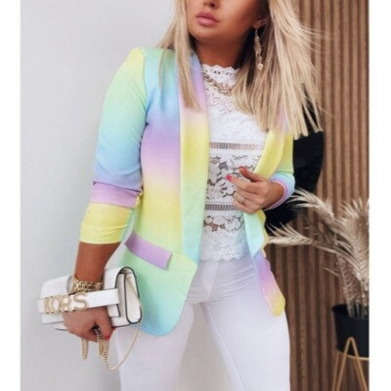 Women's pastel gradient professional slim suit jacket