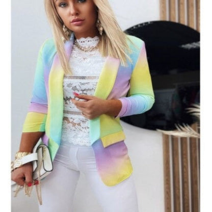 Women's pastel gradient professional slim suit jacket