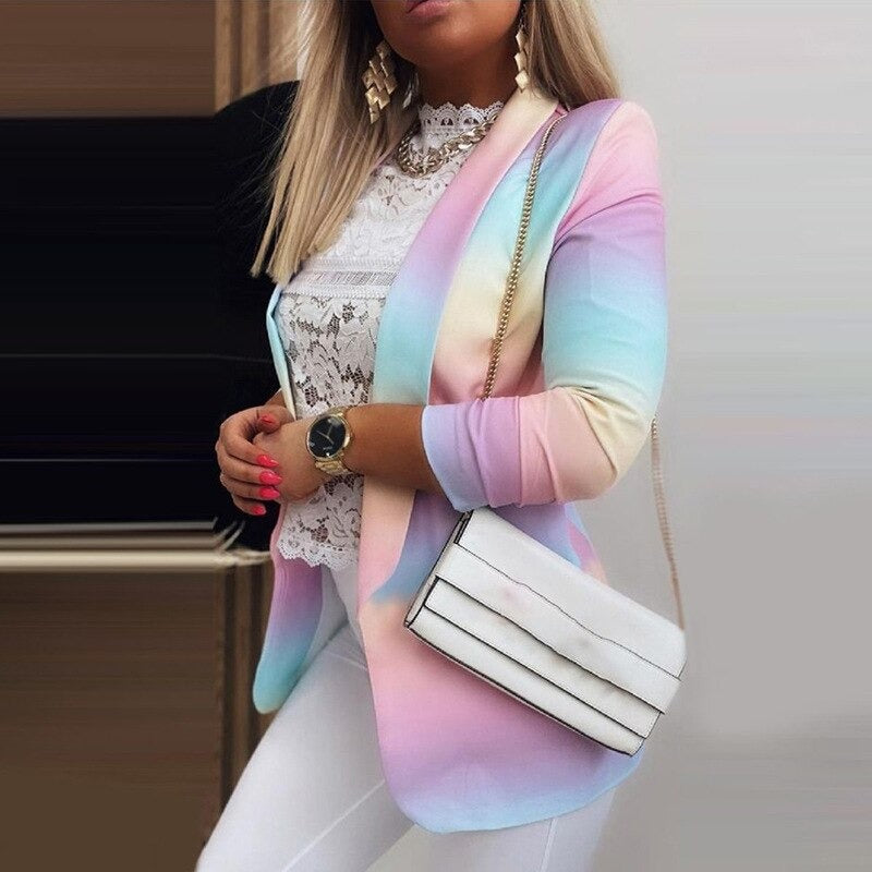 Women's pastel gradient professional slim suit jacket