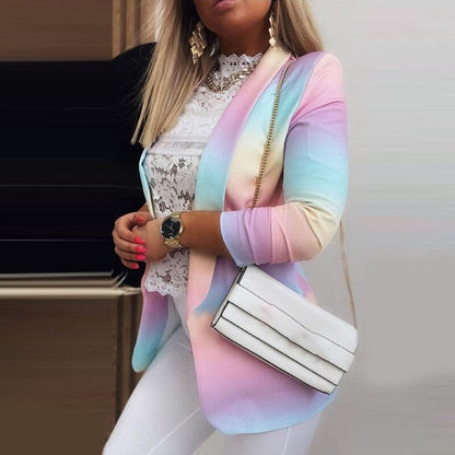 Women's pastel gradient professional slim suit jacket