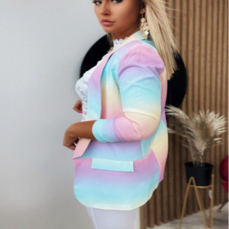 Women's pastel gradient professional slim suit jacket