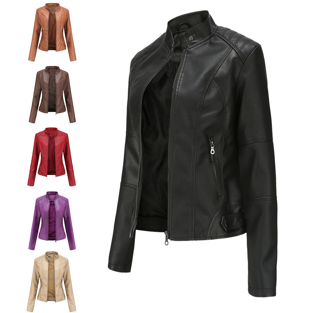 Women's casual leather jacket