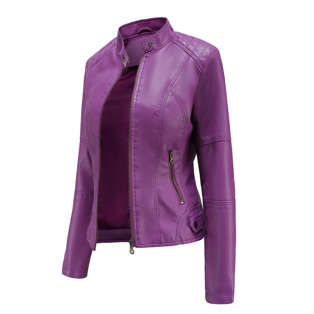 Women's casual leather jacket