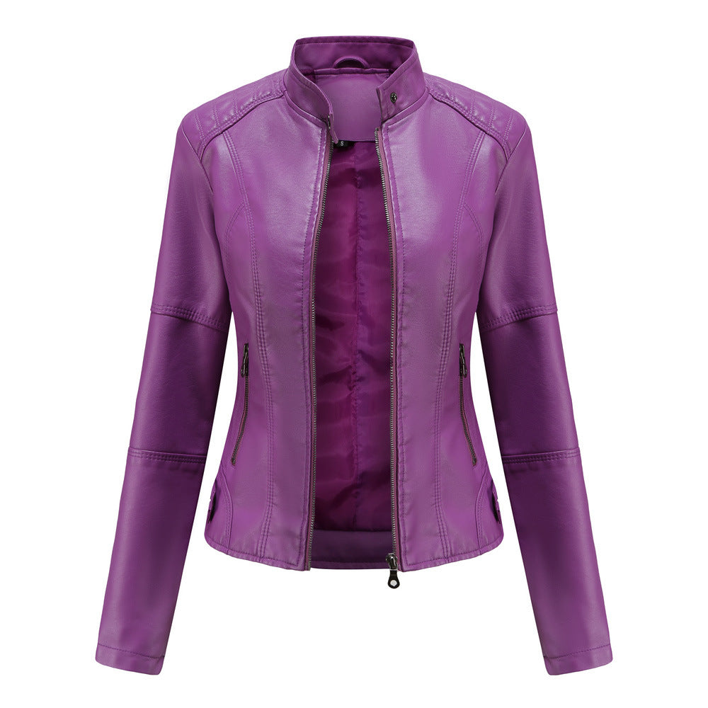 Women's casual leather jacket