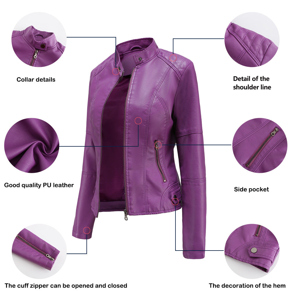 Women's casual leather jacket