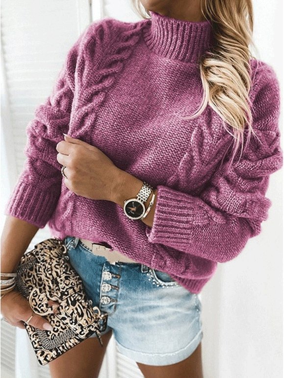 Women's cable knit turtleneck sweater