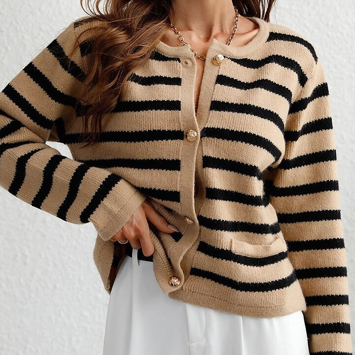 Button Closure Knitted Fashionable Sweater