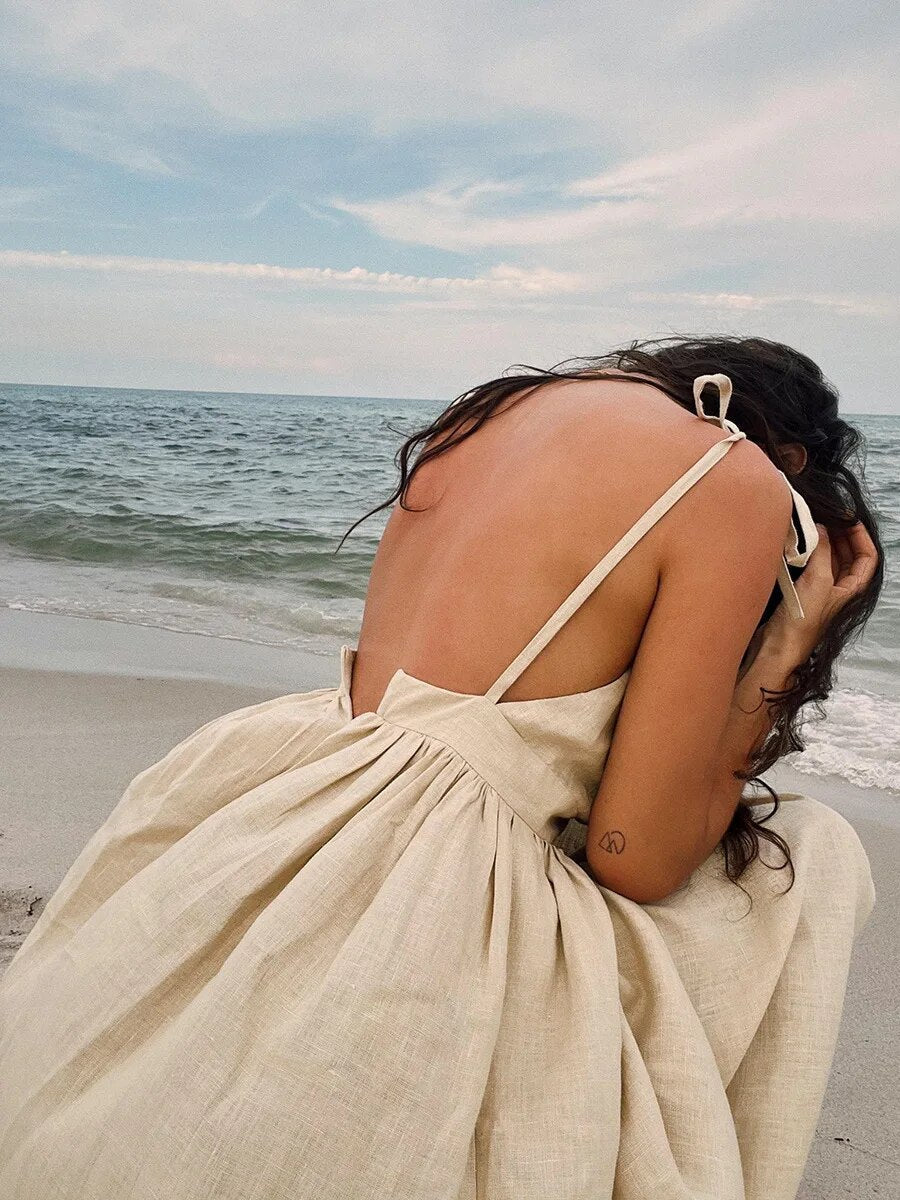 Lightweight Linen Flowy Relaxed Fit Sundress