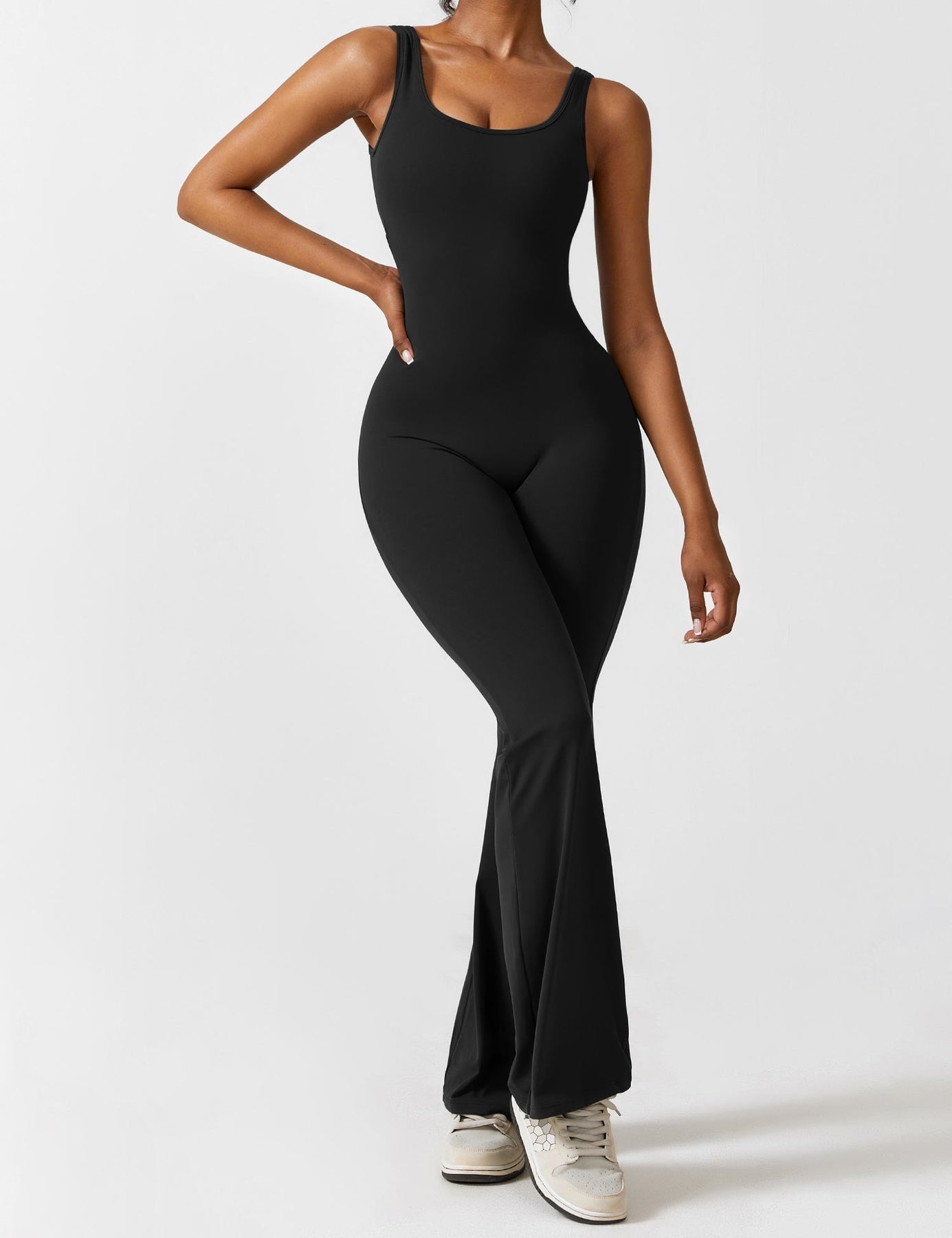 Fitted Stretch Fit Flared Leg Jumpsuit