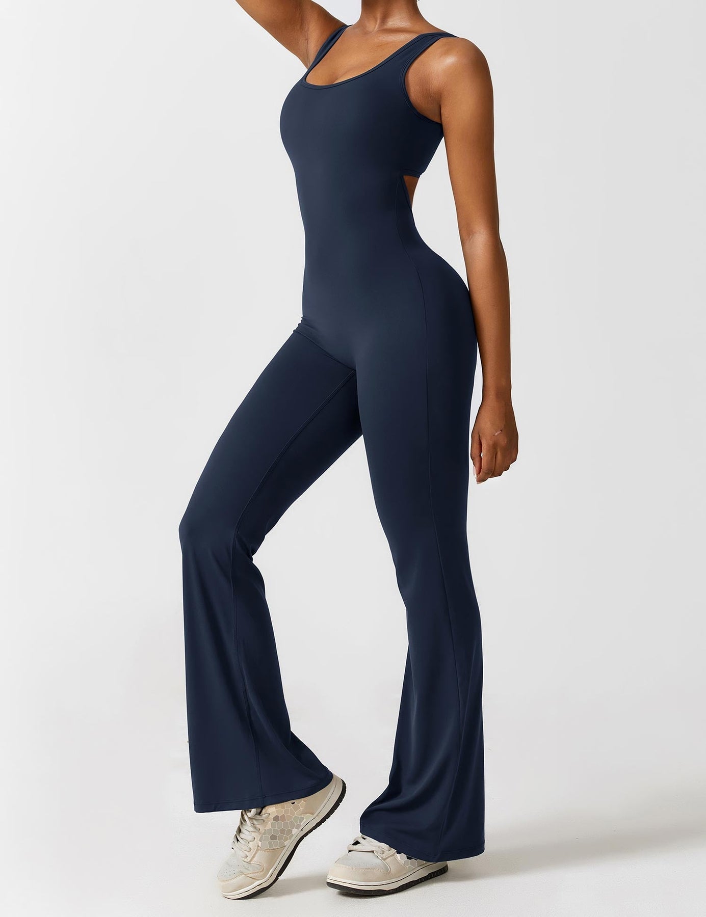 Fitted Stretch Fit Flared Leg Jumpsuit