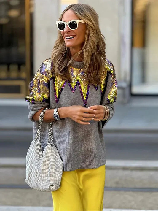 Sequin Jacquard Winter Sweater